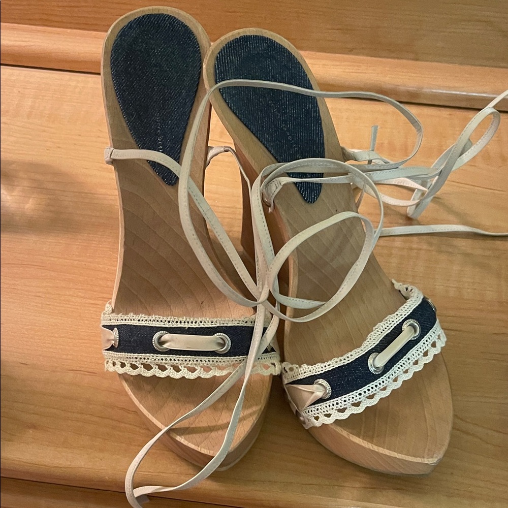 Giuseppe Zanotti Blue denim and Cream Espadrilles